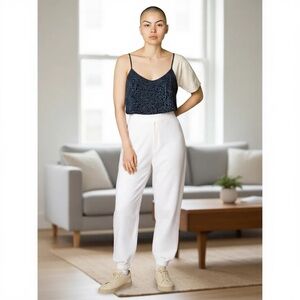 LOFT Women's Black and White Patterned Camisole